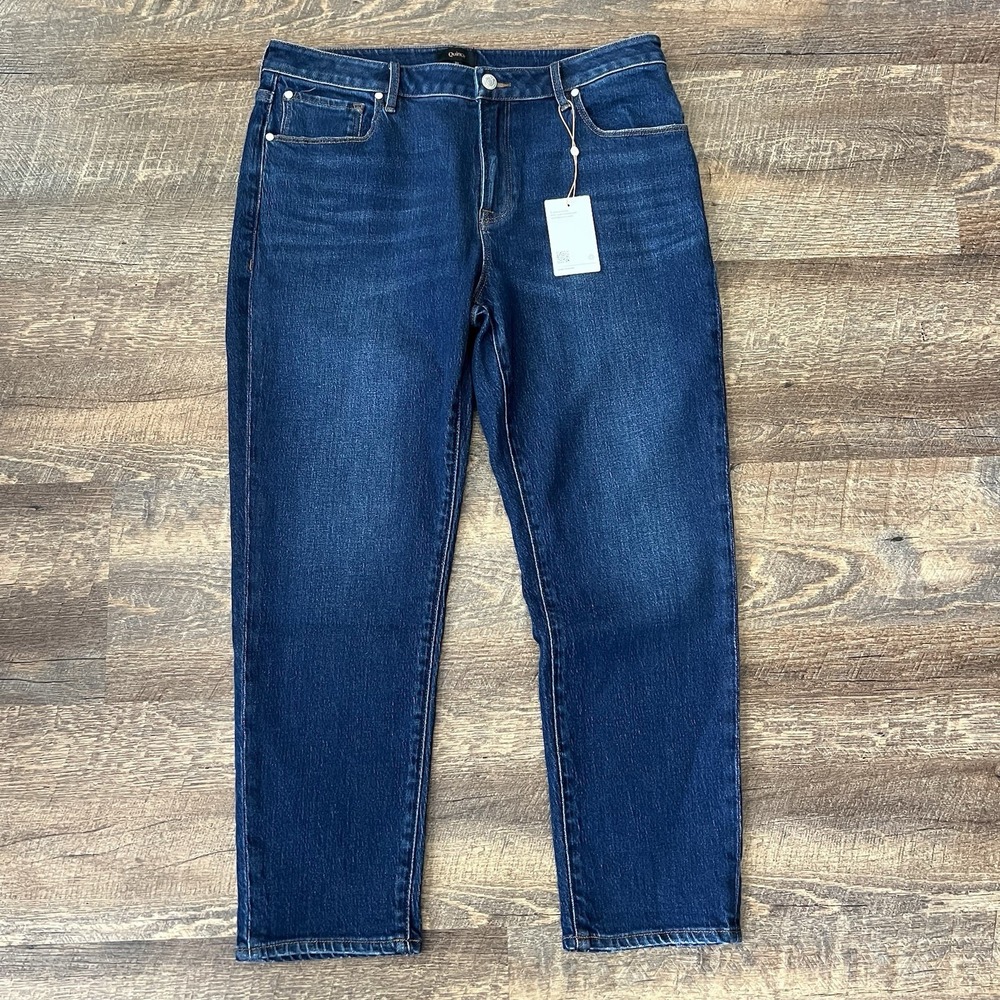 Quince Comfort Stretch Mid Rise Slim Boyfriend Jean Women 32‎ (34X27) Blue Dark
